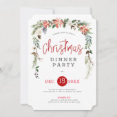 Weißer Rosen & Weihnachtskranz Dinner einladen Einladung (Vorderseite)