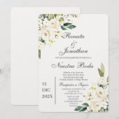 Weißer Rosenboda Einladung (Vorne/Hinten)