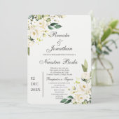 Weißer Rosenboda Einladung (Stehend Vorderseite)