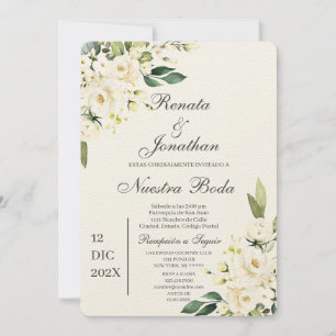 Weißer Rosenboda Einladung