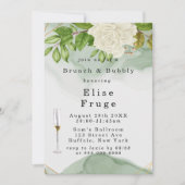 Weißer Rosenbrunch & Bubbly Einladung (Vorderseite)