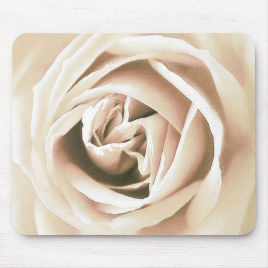 Weißer Rosendruck Mousepad (Vorne)