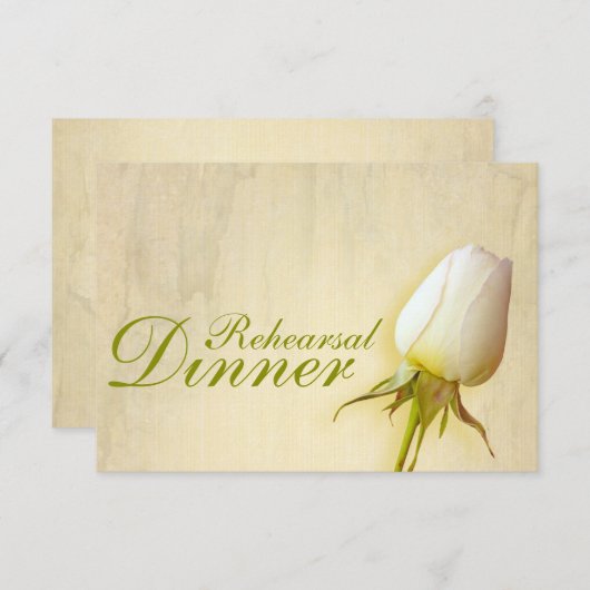 Weißer Rosenknospe Hochzeitsessen Probe einladen Einladung (Vorne/Hinten)