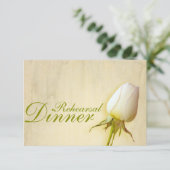 Weißer Rosenknospe Hochzeitsessen Probe einladen Einladung (Stehend Vorderseite)