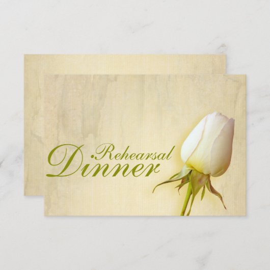 Weißer Rosenknospe Hochzeitsessen Probe einladen Einladung (Vorne/Hinten)