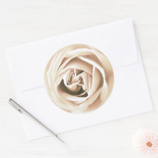 Weißer Rosenprint Runder Aufkleber (Umschlag)