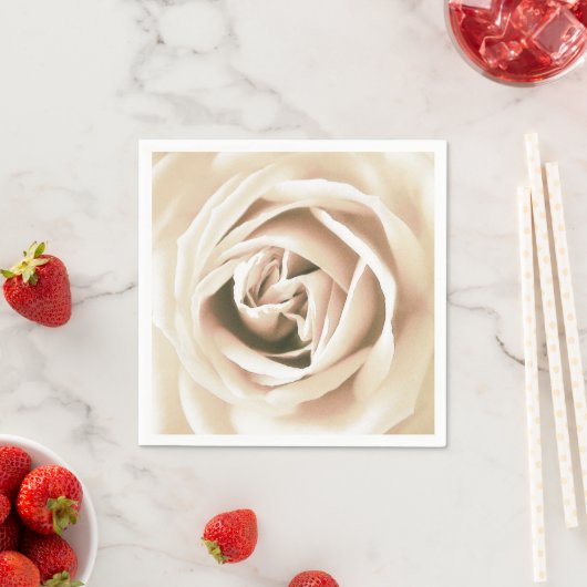 Weißer Rosenprint Serviette (Beispiel)