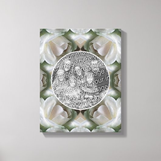 Weißer Rosenrahmen kreieren Ihr eigenes Foto Leinwanddruck (Vorderseite)