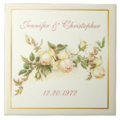 Weißer Rosensprayjahrestag Fliese (Vorderseite)
