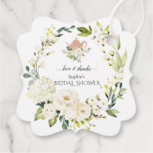 Weißer Roses Hydrangea Bridal Tee Party Geschenkanhänger (Rückseite)