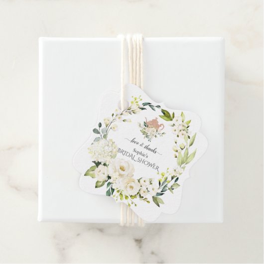 Weißer Roses Hydrangea Bridal Tee Party Geschenkanhänger (Beispiel)