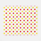 Weißer Rot Gelber Punkte-Design Fleecedecke (Vorderseite (Horizontal))
