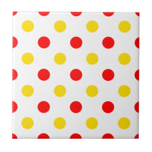 Weißer Rot Gelber Punkte-Design Fliese