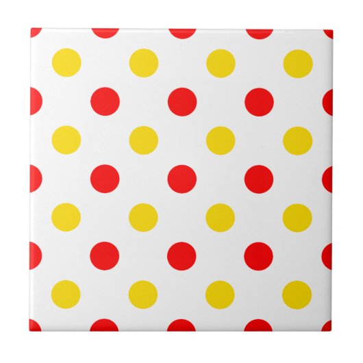 Weißer Rot Gelber Punkte-Design Fliese (Vorderseite)