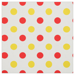 Weißer Rot Gelber Punkte-Design Stoff