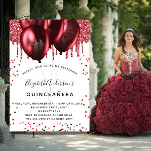 Weißer Roter Ballon aus Quinceanera Einladung