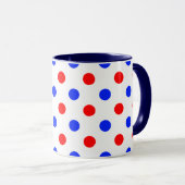 Weißer Roter Blauer Punkte-Design Tasse (VorderseiteRechts)