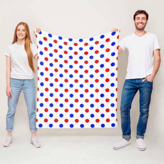 Weißer Roter Blauer Tupfen-Design Fleecedecke (Beispiel)