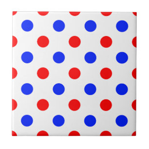 Weißer Roter Blauer Tupfen-Design Fliese