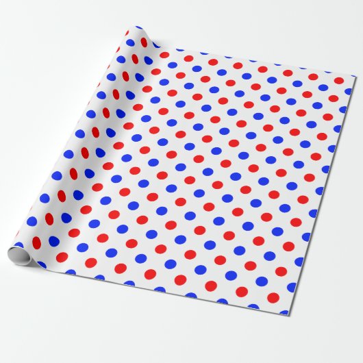 Weißer Roter Blauer Tupfen-Design  Geschenkpapier (Ungerollt)