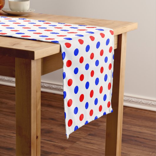 Weißer Roter Blauer Tupfen-Design Kurzer Tischläufer (Beispiel)