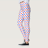 Weißer Roter Blauer Tupfen-Design Leggings (Links)