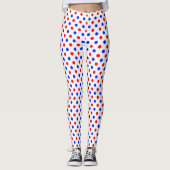 Weißer Roter Blauer Tupfen-Design Leggings (Vorderseite)