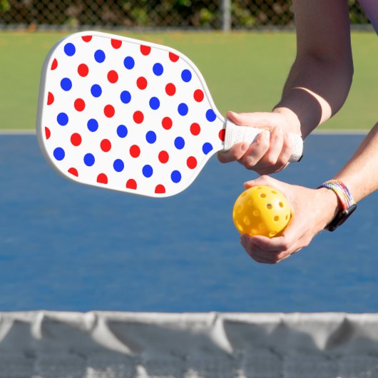 Weißer Roter Blauer Tupfen-Design Pickleball Schläger (InSitu)