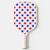 Weißer Roter Blauer Tupfen-Design Pickleball Schläger (Rückseite)
