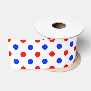 Weißer Roter Blauer Tupfen-Design  Satinband