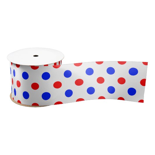 Weißer Roter Blauer Tupfen-Design Satinband (Spule)
