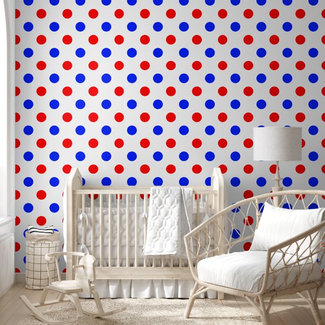 Weißer Roter Blauer Tupfen-Design  Tapete (Kinder)
