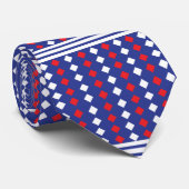 Weißer roter Diamant Streifen Krawatte (Gerollt)