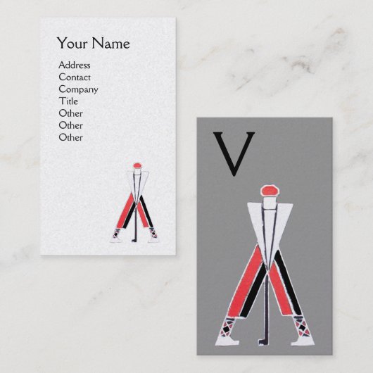 WEISSER ROTER GOLFER,GOLFINSTRUCTOR MONOGRAMM Pear Visitenkarte (Vorne/Hinten)