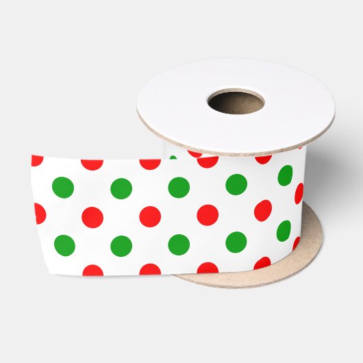 Weißer Roter Grüner Polka-Punkte-Design Satinband (Spule)