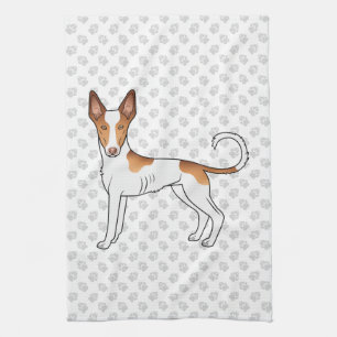 Weißer & roter Ibizan Hound mit glattem Fell Hund  Geschirrtuch