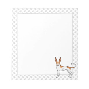 Weißer & roter Ibizan Hound mit glattem Fell Hund Notizblock
