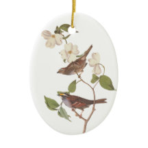 Weißer Roter Sparrow Oval Weihnachtsschmuck