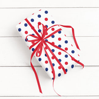 Weißer Roter und Blauer Tupfenpunkt Geschenkpapier