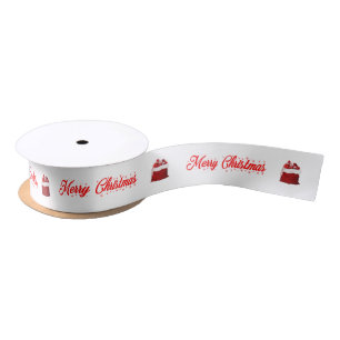 Weißer Rotschöner Weihnachten mit Santa-Geschenkta Satinband