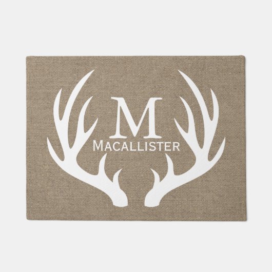 Weißer Rotwild-Dollar-Geweih-u. Fußmatte (Vorderseite)