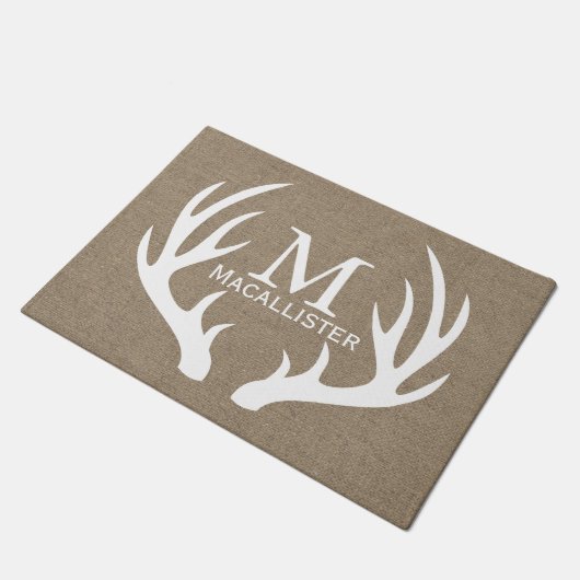 Weißer Rotwild-Dollar-Geweih-u. Fußmatte (Schrägansicht)