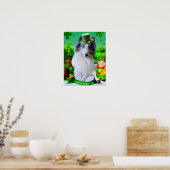Weißer Rough Collie feiert St. Patrick's Day Poster (Küche)