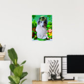 Weißer Rough Collie feiert St. Patrick's Day Poster (Heimbüro)