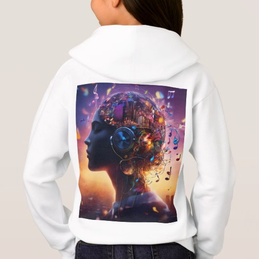 Weißer Rückdruck Hoodie (Rückseite)