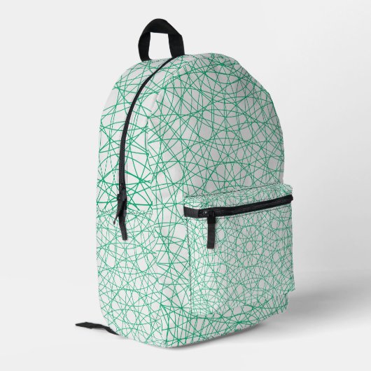Weißer Rucksack mit smaragdgeometrischem Muster (Rückseitige Ecke links)