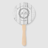 Weißer Rustikaler Monogramm-Gastgeschenk Hochzeit Fächer (Vorderseite)