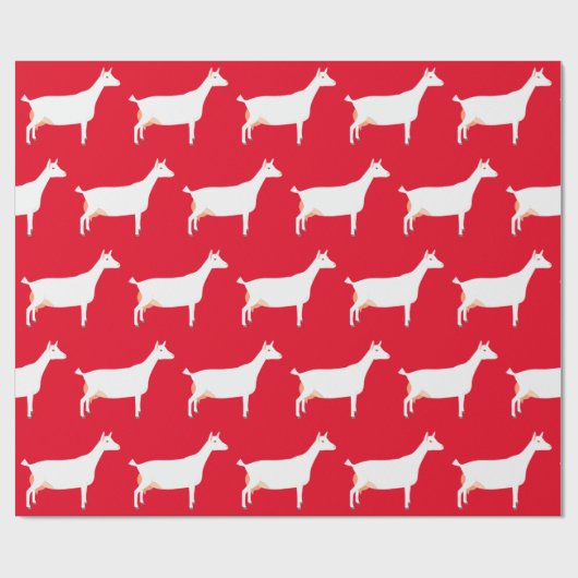 Weißer Saanen Milchziegenfarm auf Rot Geschenkpapier (Flach)