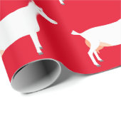 Weißer Saanen Milchziegenfarm auf Rot Geschenkpapier (Rolleneckpunkt)