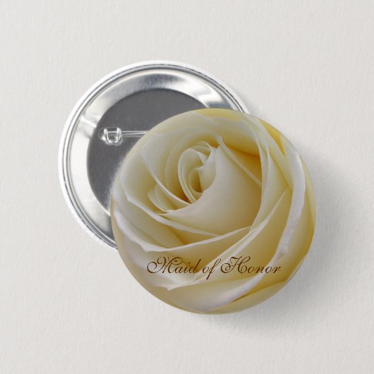 Weißer SahneRose Trauzeugin-Knopf Button (Vorne & Hinten)